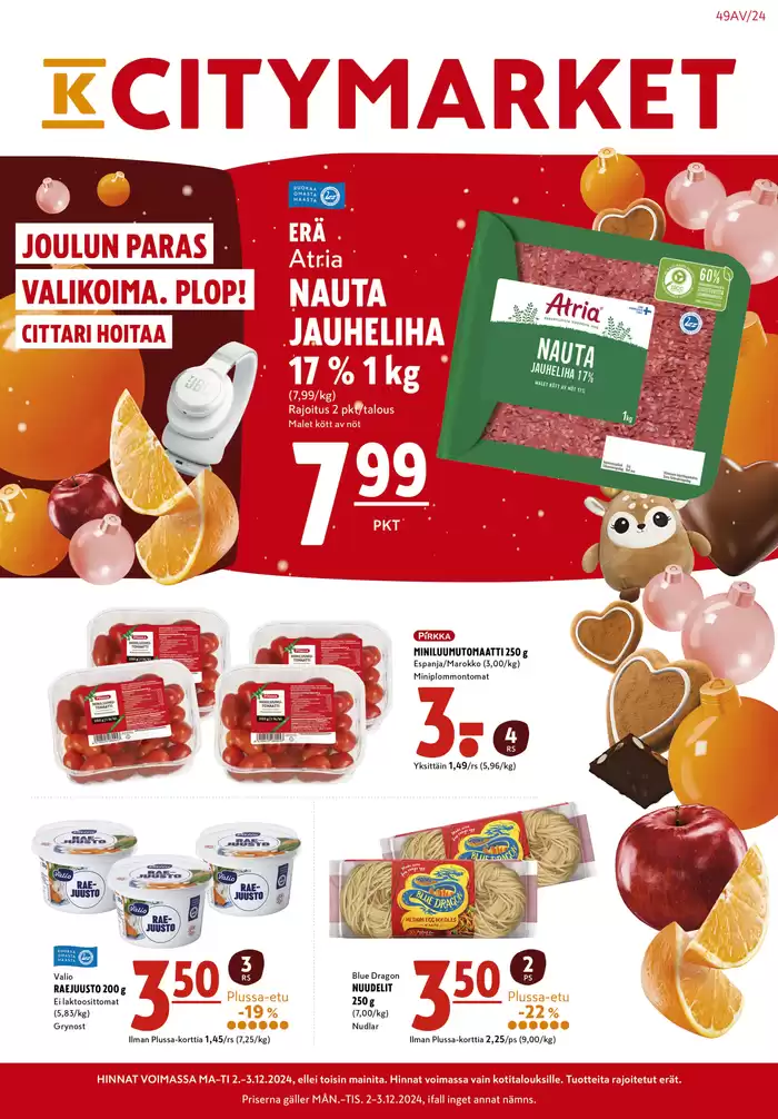 K-Citymarket -luettelo, Kajaani | K-citymarket tarjoukset | 2.12.2024 - 16.12.2024