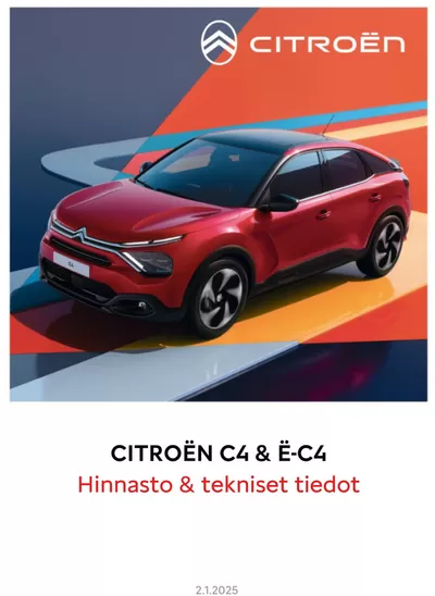 Citroën -luettelo | Citroën UUSI C4 ja ë-C4. | 1.1.2025 - 1.1.2026