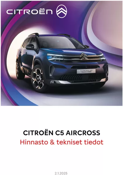 Citroën -luettelo | Citroën C5 Aircross. | 1.1.2025 - 1.1.2026