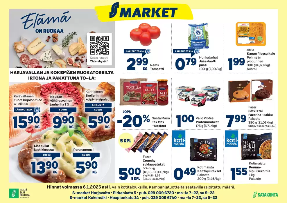 S-Market -luettelo, Ivalo | S-market Harjavalta ja Kokemäki SYS 2.1.2025 | 2.1.2025 - 9.1.2025