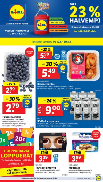 Supermarket tarjousta, Vantaa | Huipputarjouksia kaikille tarjoushaukoille de Lidl | 27.1.2025 - 5.2.2025