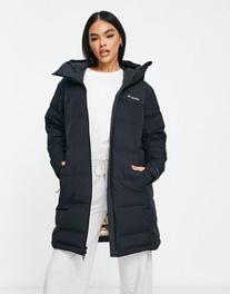 Columbia Opal Hill Mid hooded down jacket in black tuote hintaan 182,5€ liikkeestä Asos