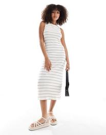 New Look ribbed tank midi dress in stripe tuote hintaan 27,99€ liikkeestä Asos