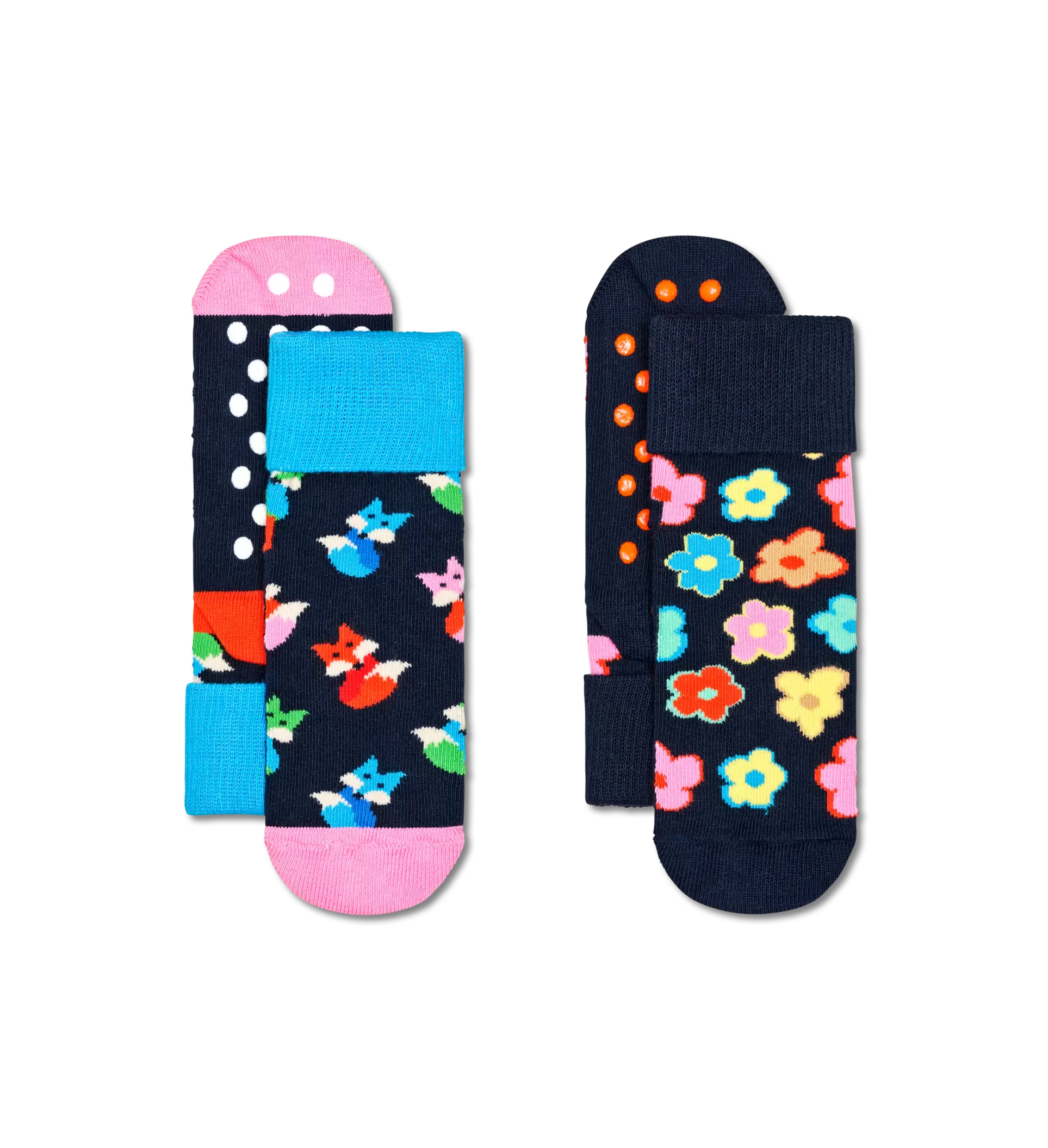 Kids Antislip 2-Pack Fox & Flower Socks tuote hintaan 7€ liikkeestä Happy Socks