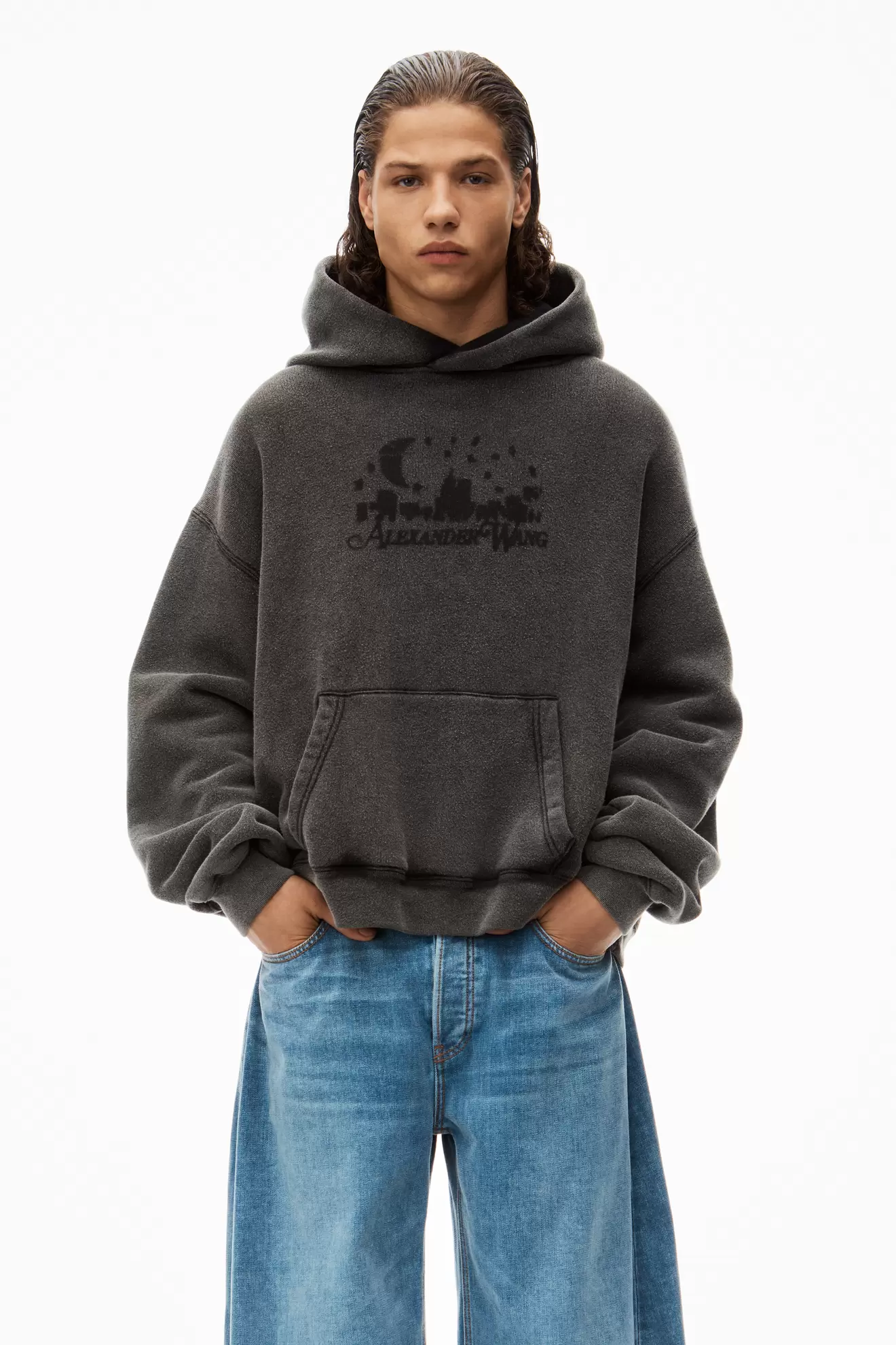 Distressed Skyline Hoodie in Sueded Cotton Terry tuote hintaan 595€ liikkeestä Alexander Wang