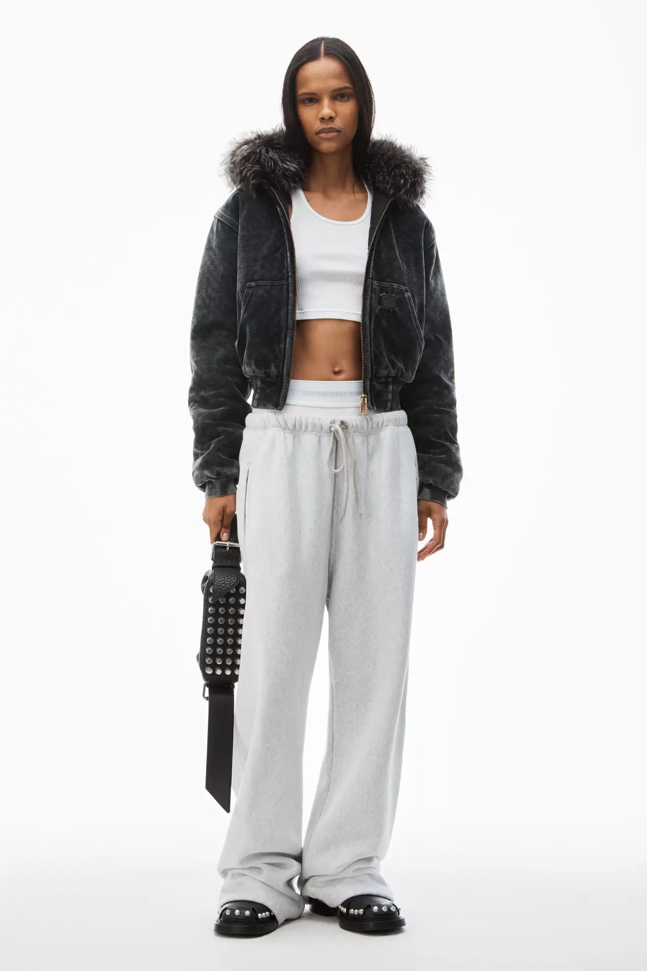 Wide leg sweatpants with pre-styled logo brief waistband tuote hintaan 535€ liikkeestä Alexander Wang