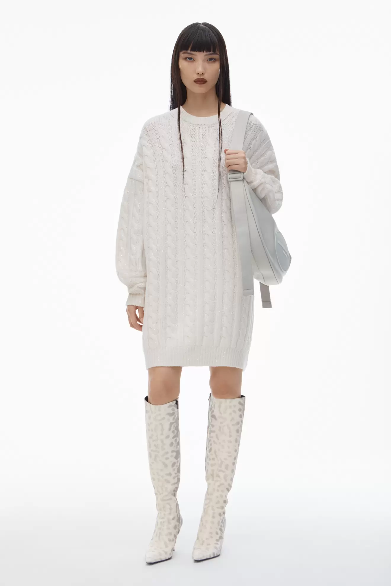 Clear Bead Hotfix Cable-Knit Pullover Dress in Boiled Wool tuote hintaan 10€ liikkeestä Alexander Wang