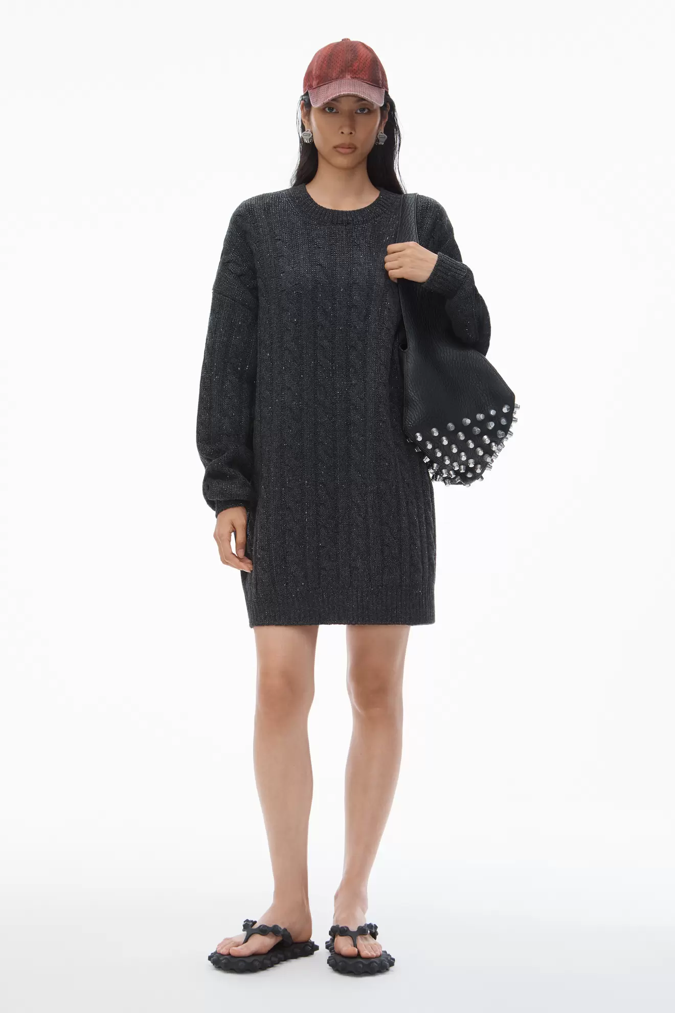 Clear Bead Hotfix Cable-Knit Pullover Dress in Boiled Wool tuote hintaan 10€ liikkeestä Alexander Wang