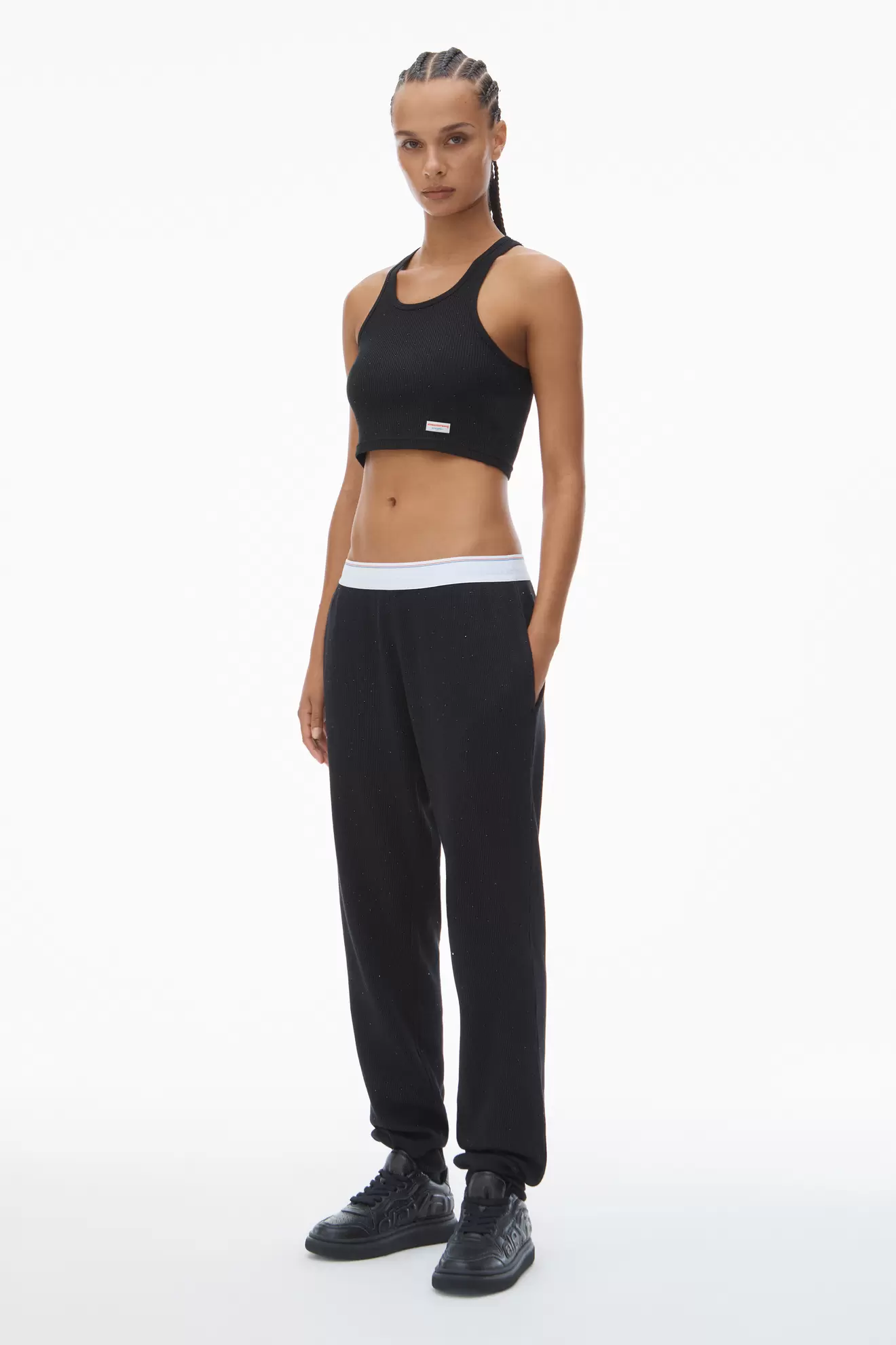 Crystal Hotfix Jogger Pant in Waffle Knit tuote hintaan 155€ liikkeestä Alexander Wang