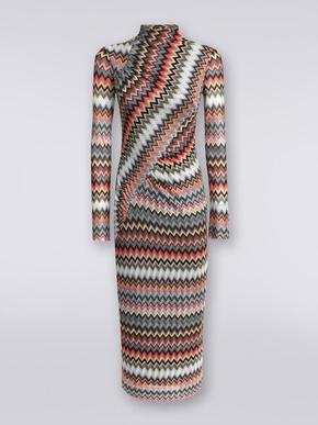 Long high-neck dress in zigzag viscose and cotton with gathers , Multicoloured  - DS24SG27BR00UMSM96P tuote hintaan 1190€ liikkeestä Missoni