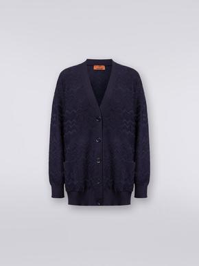 Oversized cardigan in chevron wool and viscose knit , Dark Blue - DS24SM0LBK033V93810 tuote hintaan 510€ liikkeestä Missoni