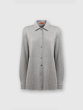 Cotton and viscose lamé oversized shirt , Grey - DS23WJ0MBR00WNS91IT tuote hintaan 414€ liikkeestä Missoni