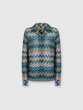 Bowling-cut shirt in zig zag viscose, Blue & Multicoloured- DS24WJ01BR00Y3S72G2 tuote hintaan 750€ liikkeestä Missoni