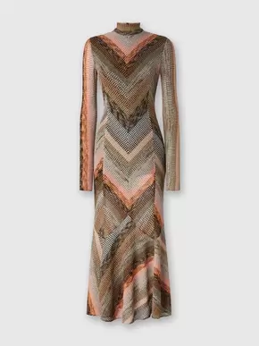 Long dress with flared hem and mock neck with zip, Multicoloured- DS24WG0TBR00YDS80BZ tuote hintaan 1290€ liikkeestä Missoni