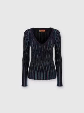 V-neck sweater with diamond lamé motif, Multicoloured- DS24WN04BK037BSM9FS tuote hintaan 890€ liikkeestä Missoni