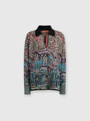 Oversized polo shirt in wool and viscose knit with Venezia motif, Multicoloured- DS24WN0DBK038JSM9EZ tuote hintaan 595€ liikkeestä Missoni