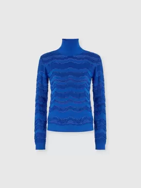 Viscose and wool turtleneck with tone-on-tone zigzag, Blue - DS24WN19BK040ES72GH tuote hintaan 434€ liikkeestä Missoni