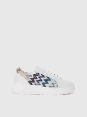 Leather sneakers with zigzag fabric insert, Multicoloured- LS24WY15BV00GZSM9P3 tuote hintaan 346,5€ liikkeestä Missoni