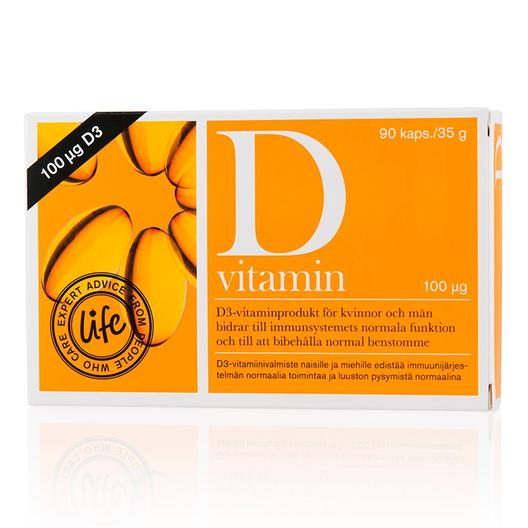 Life D-vitamiini 100 µg tuote hintaan 16,9€ liikkeestä Life