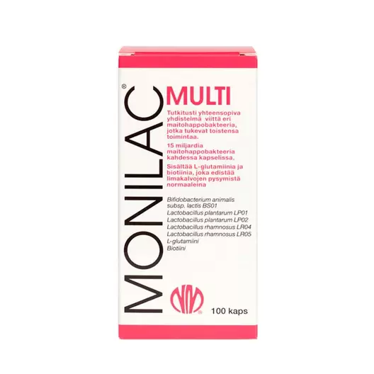 Monilac Multi, maitohappobakteerivalmiste 100 kaps tuote hintaan 19,12€ liikkeestä Life