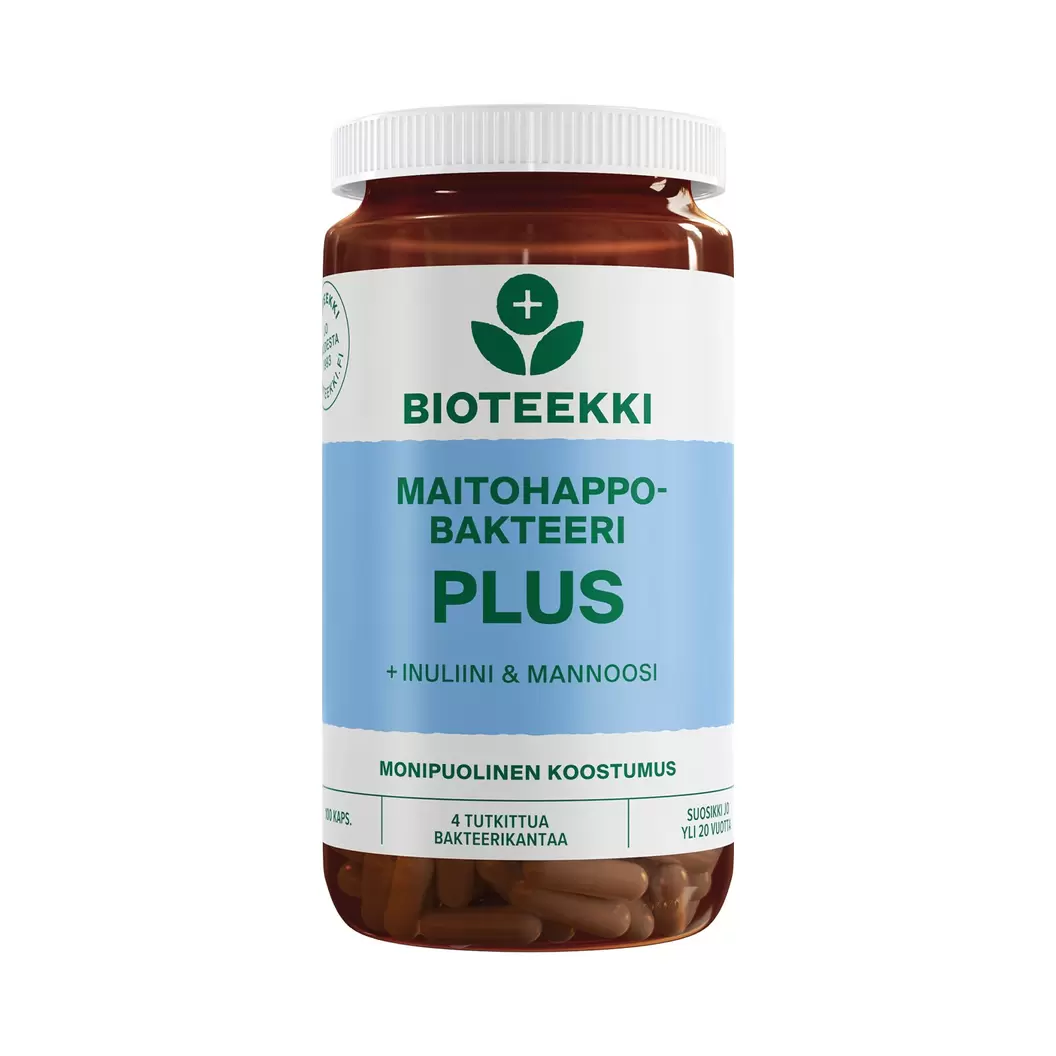 Bioteekki Maitohappobakteeri Plus 100 kaps tuote hintaan 22,9€ liikkeestä Life