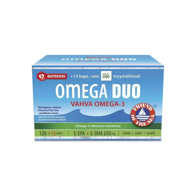 Bioteekin Omega Duo 650 mg tuote hintaan 29,9€ liikkeestä Life