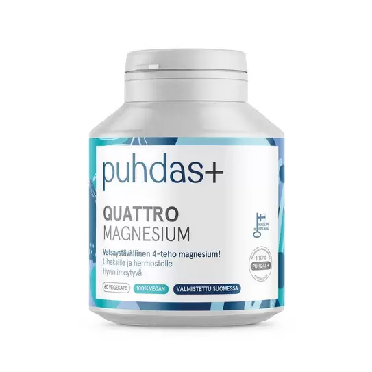 Puhdas+ Quattro Magnesium 187,50 mg 60 kaps tuote hintaan 18,9€ liikkeestä Life